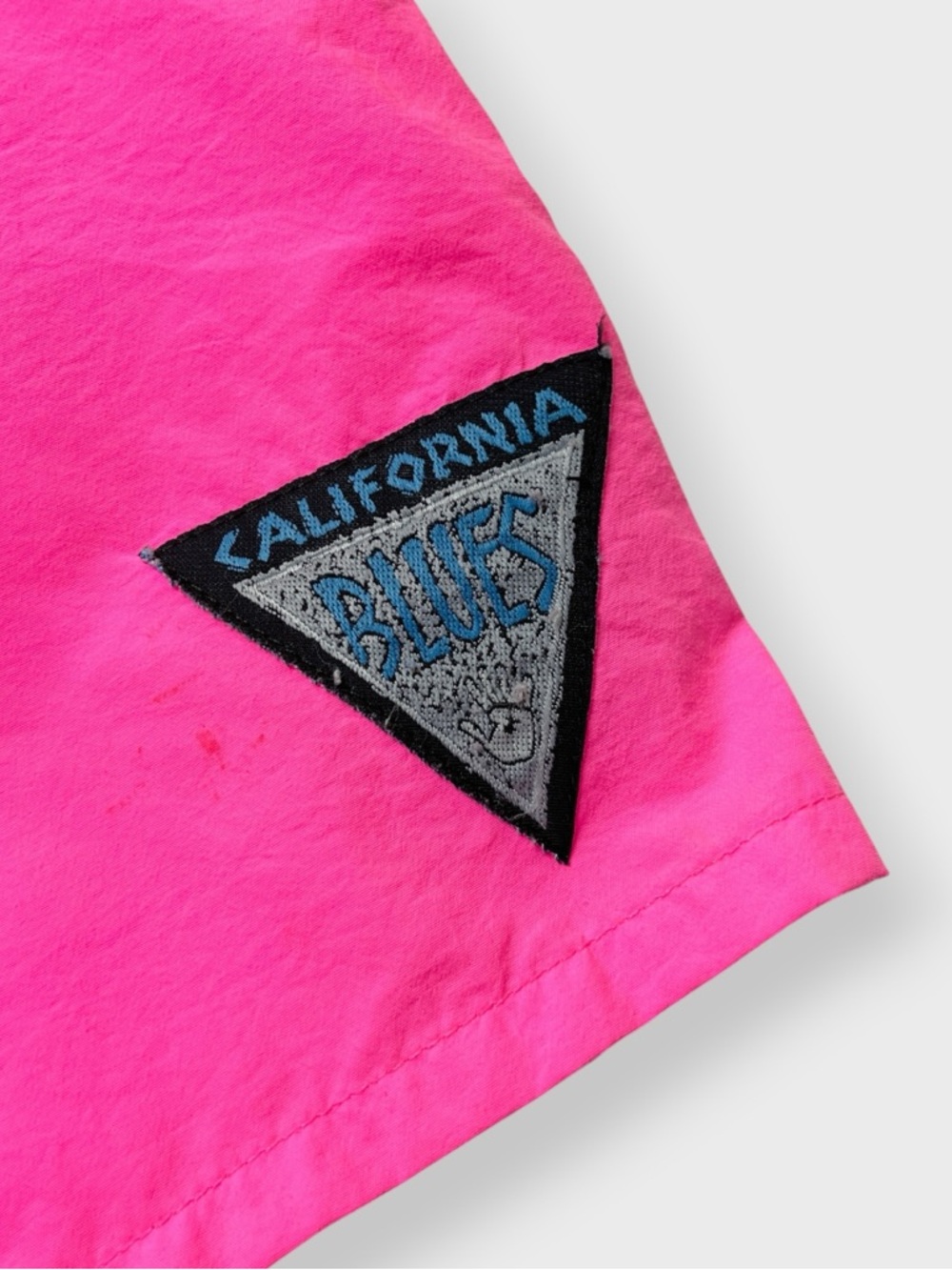 Vintage 90s California Blues Neon Swim Shorts, Nylon Logo, Pockets Trunks, Surf - Picture 3 of 7